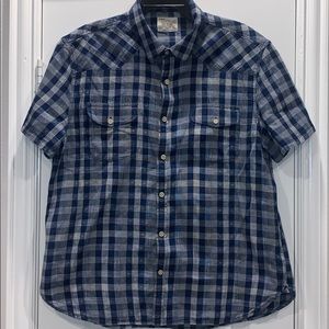 Lucky Brand Plaid Button Down Short Sleeve Shirt